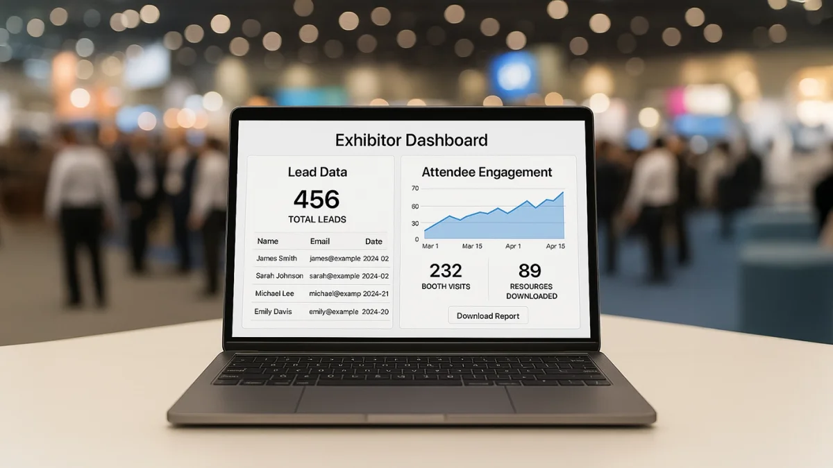 Sponsor and exhibitor management workflows in an event app