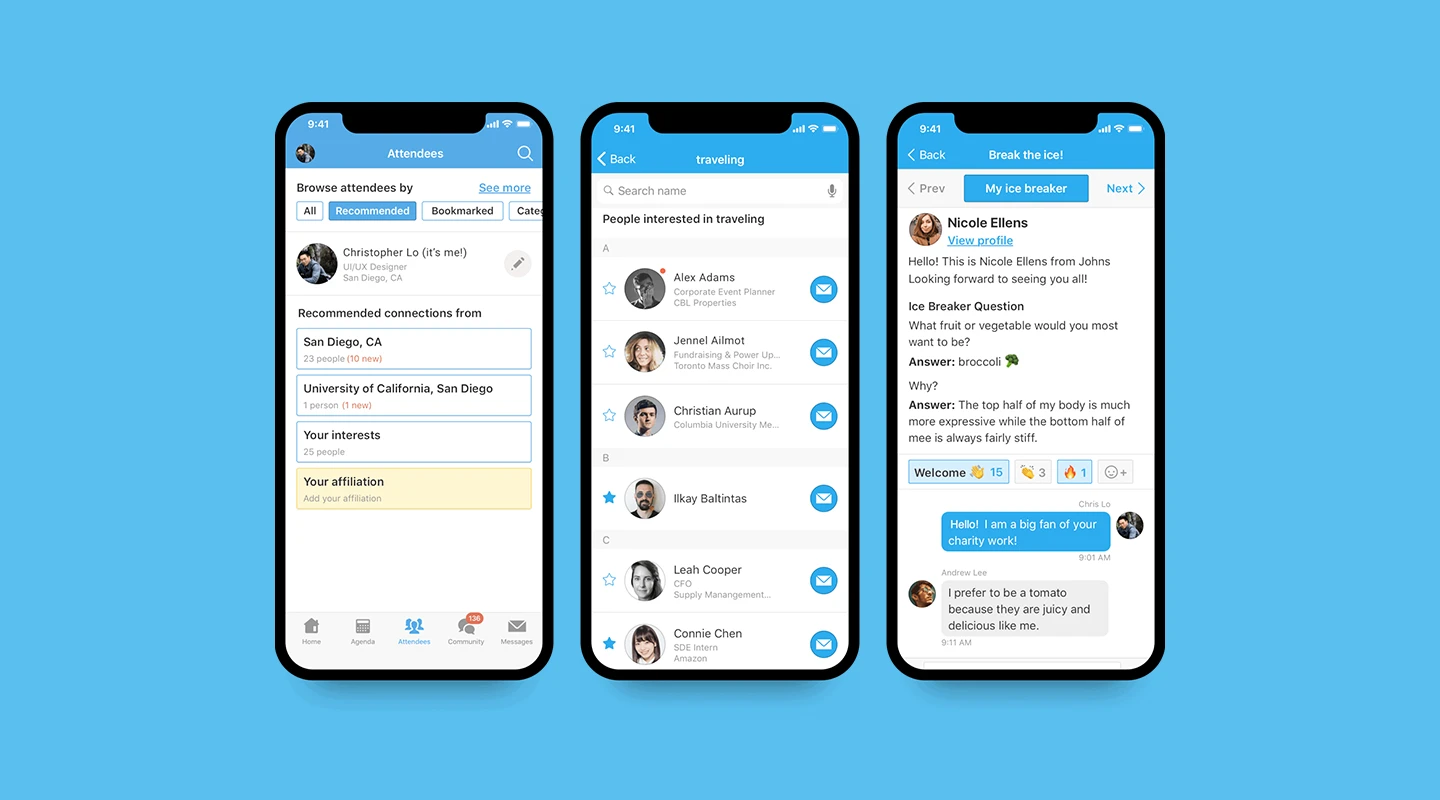 Whova event app and attendee engagement platform interface