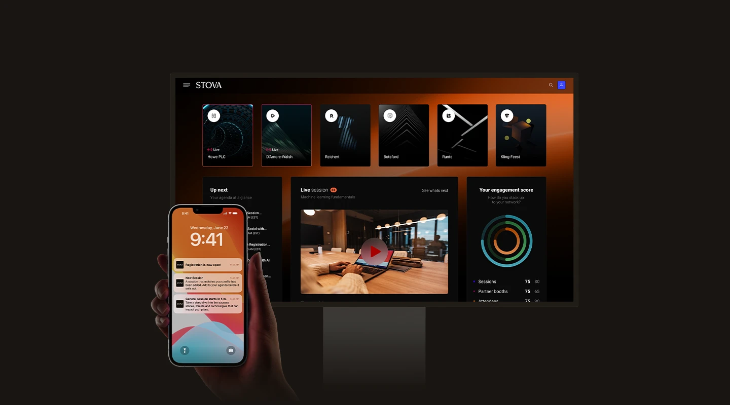 Stova event management platform interface for enterprise events