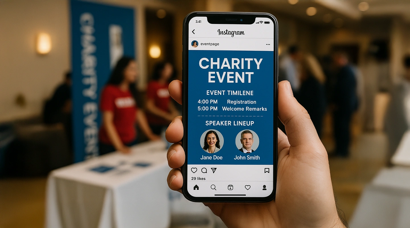 Illustration of charity event marketing materials