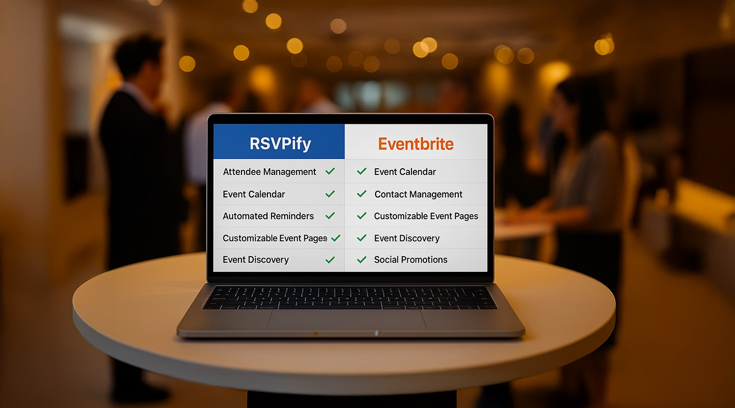 Comparison graphic highlighting RSVPify and Eventbrite as event sign-up platform options