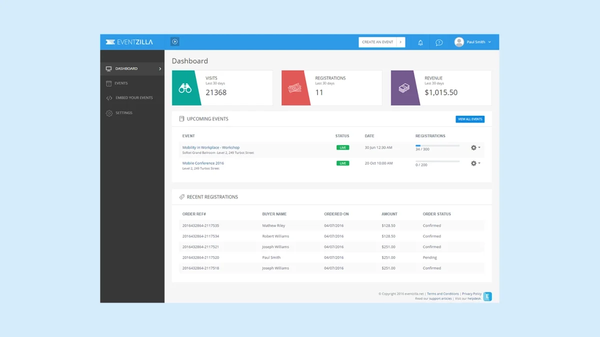 Eventzilla registration and ticketing platform