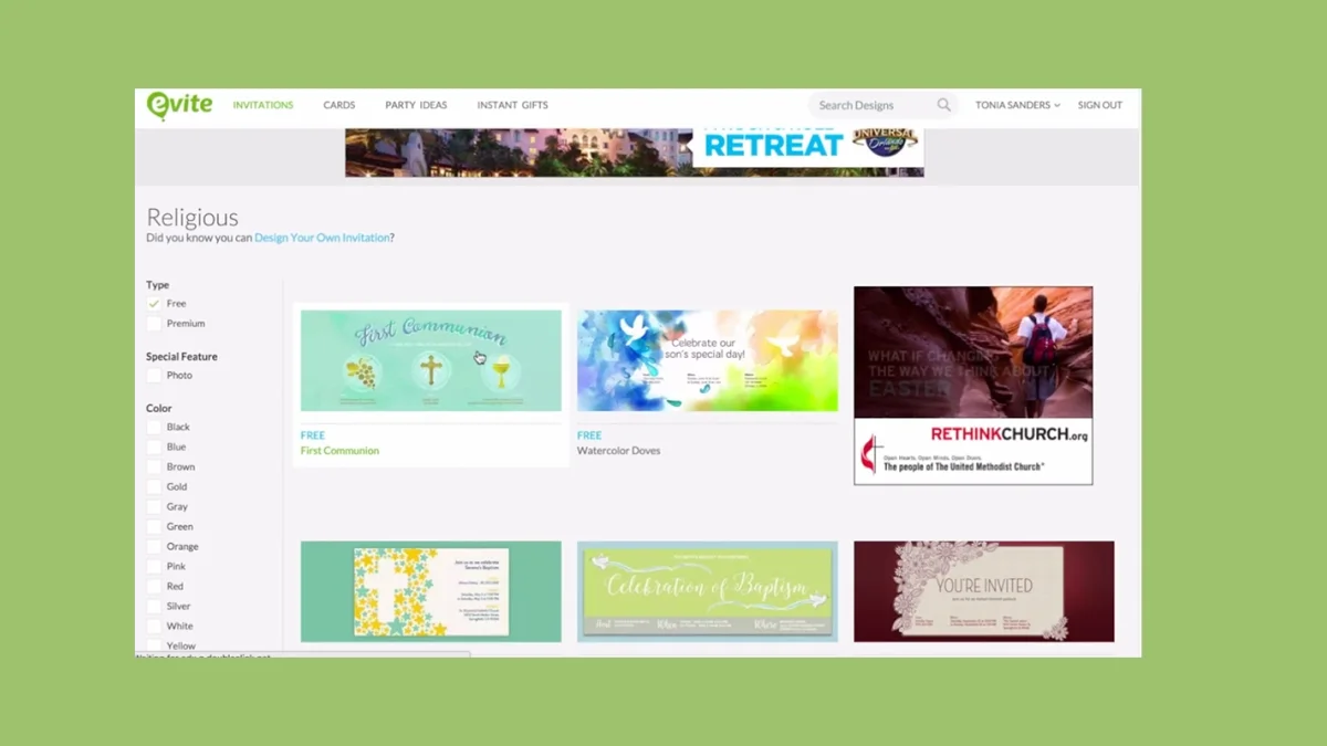 Evite online invitation platform