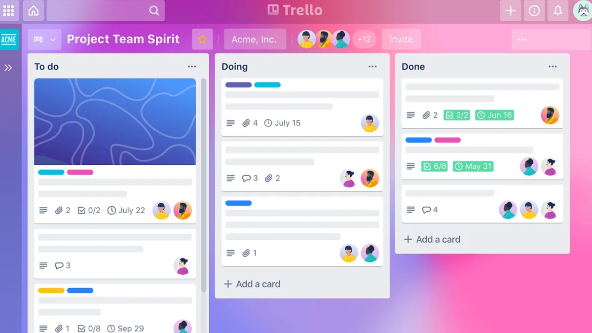 Trello project management software