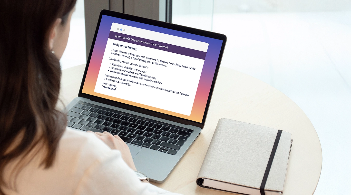 Illustration of a sponsor outreach and follow-up sequence across multiple messages