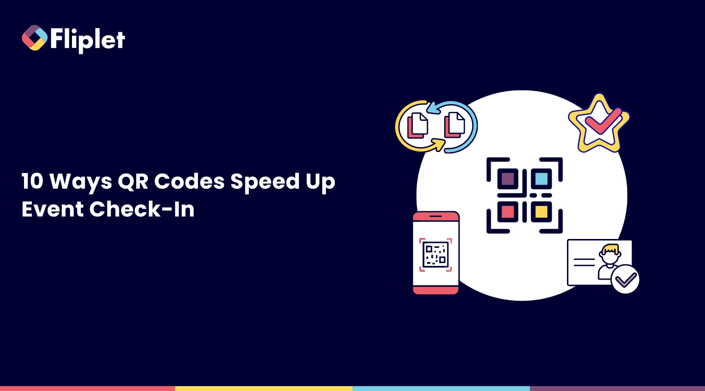 Illustration showing ten ways QR codes accelerate attendee event check-in