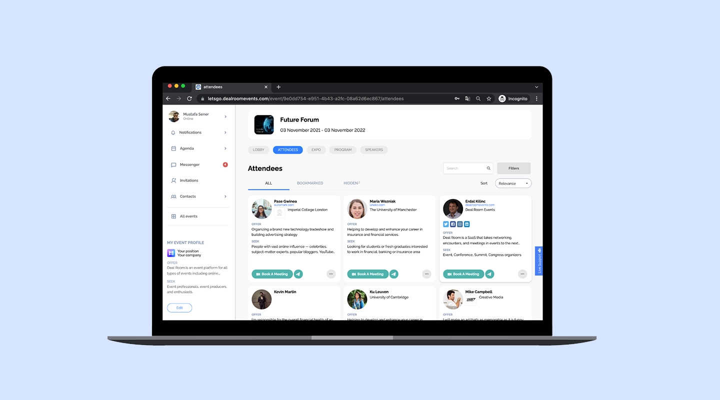 Deal Room Events networking platform