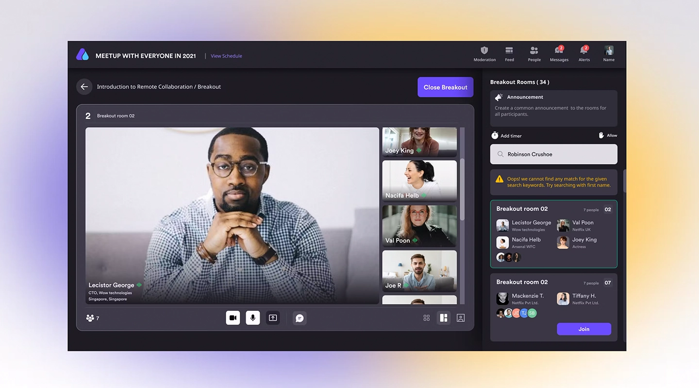 Airmeet virtual event and webinar platform interface