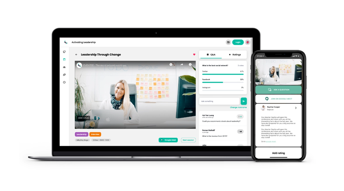 Eventee attendee engagement and event app interface