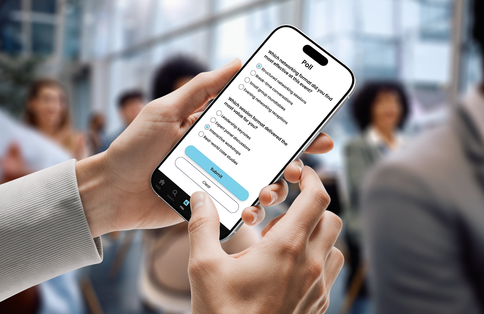 Corporate event polling and surveys