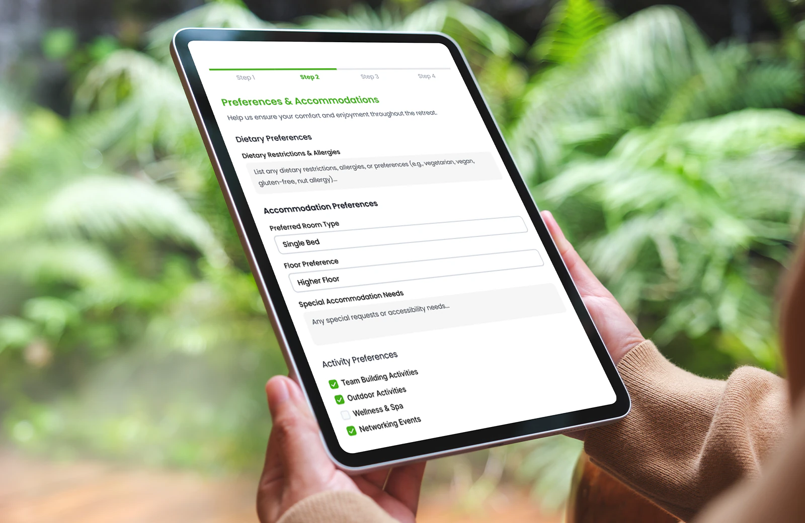 Employee registration with dietary preferences
