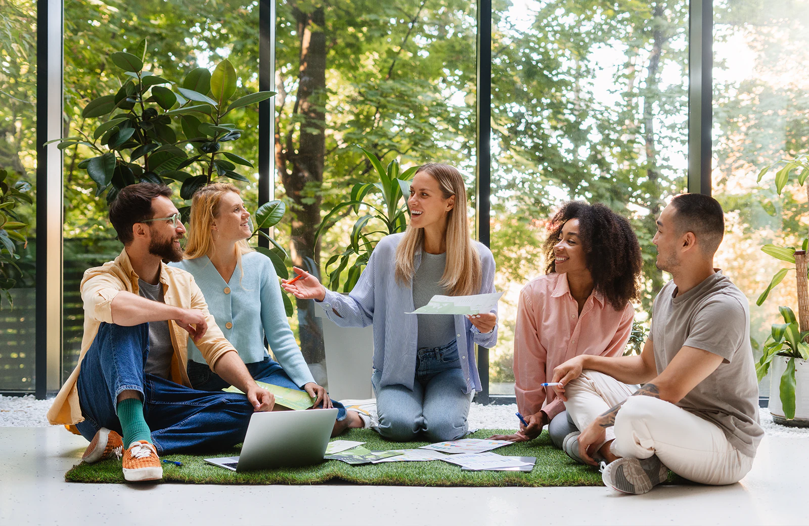 Team building activities at corporate retreat