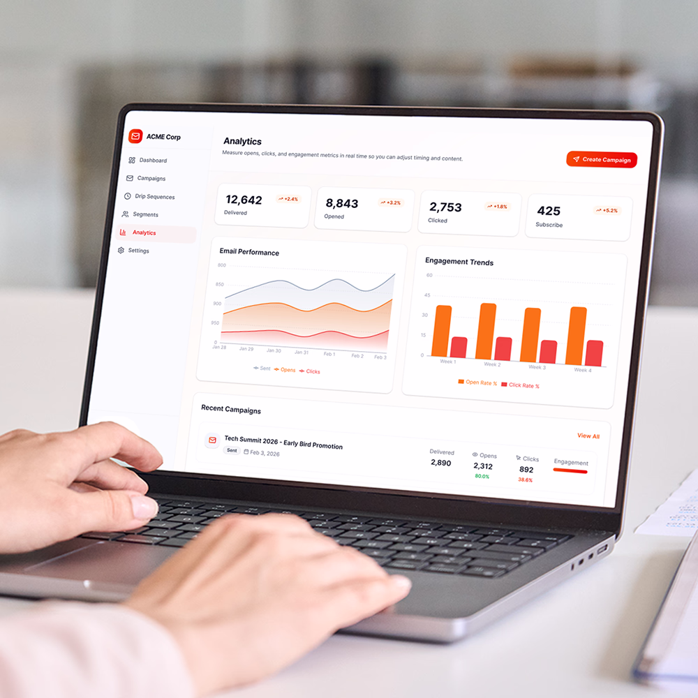 Event marketing dashboard with email campaign overview
