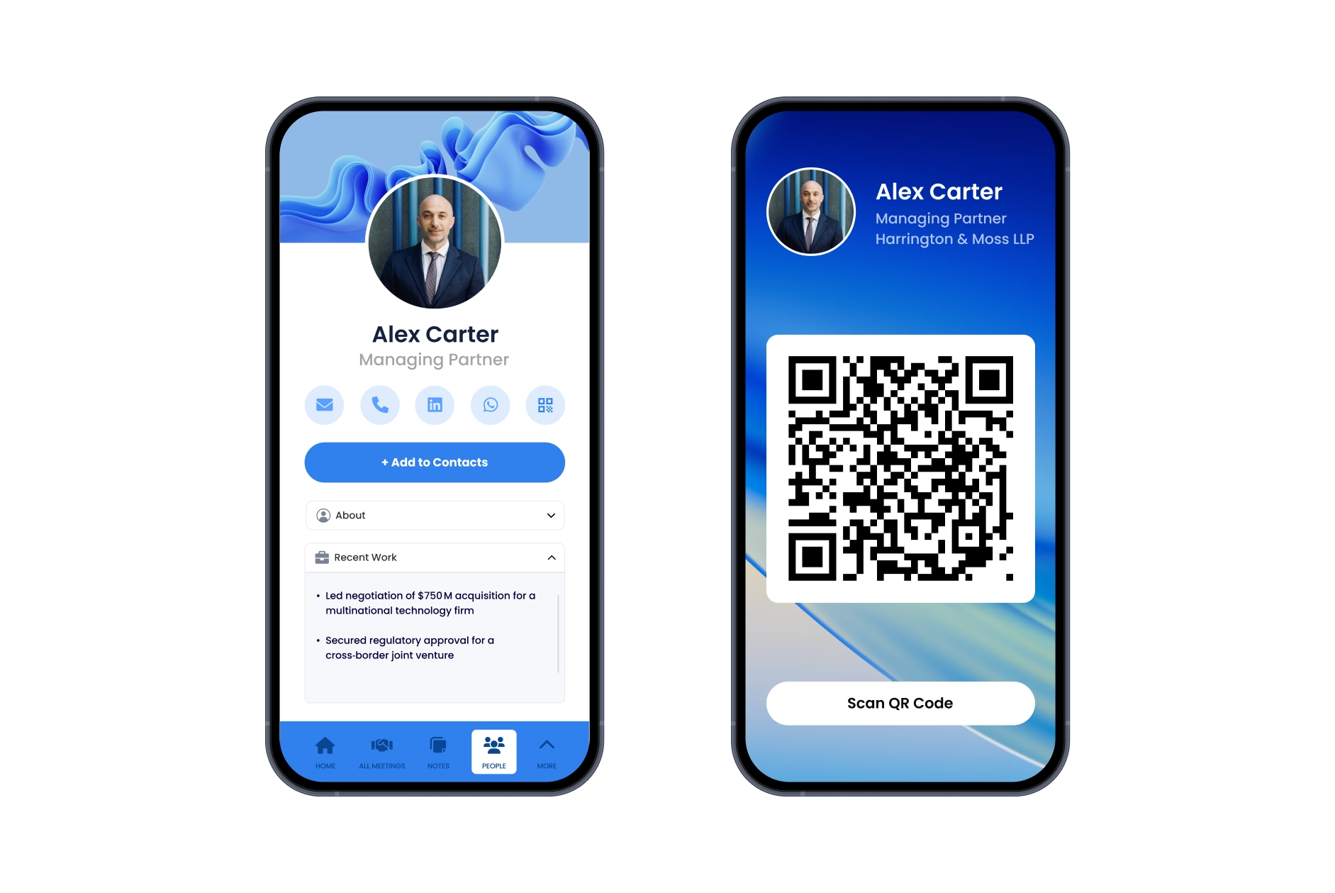 Digital business card screen