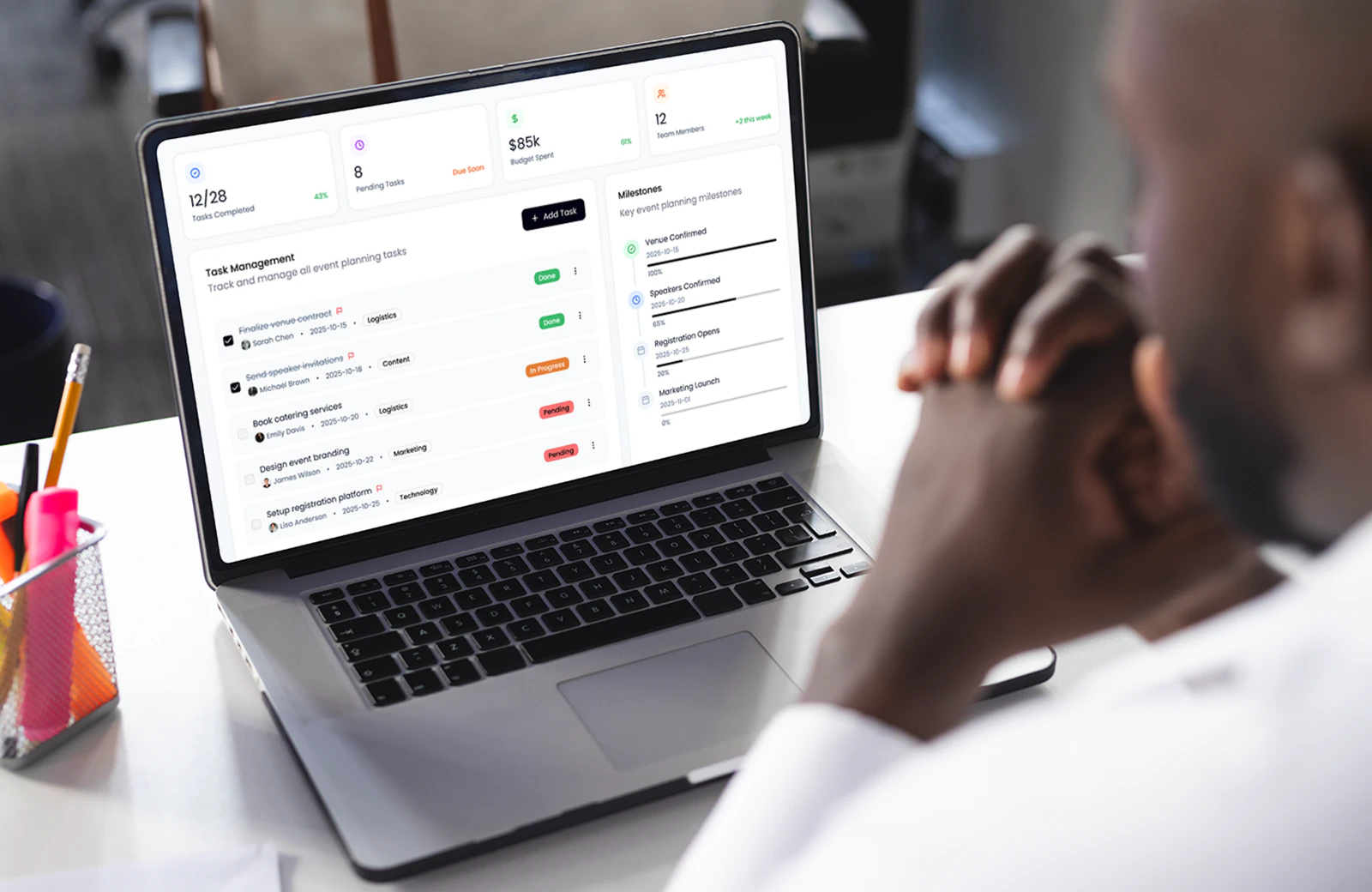 Event planning workspace with task management