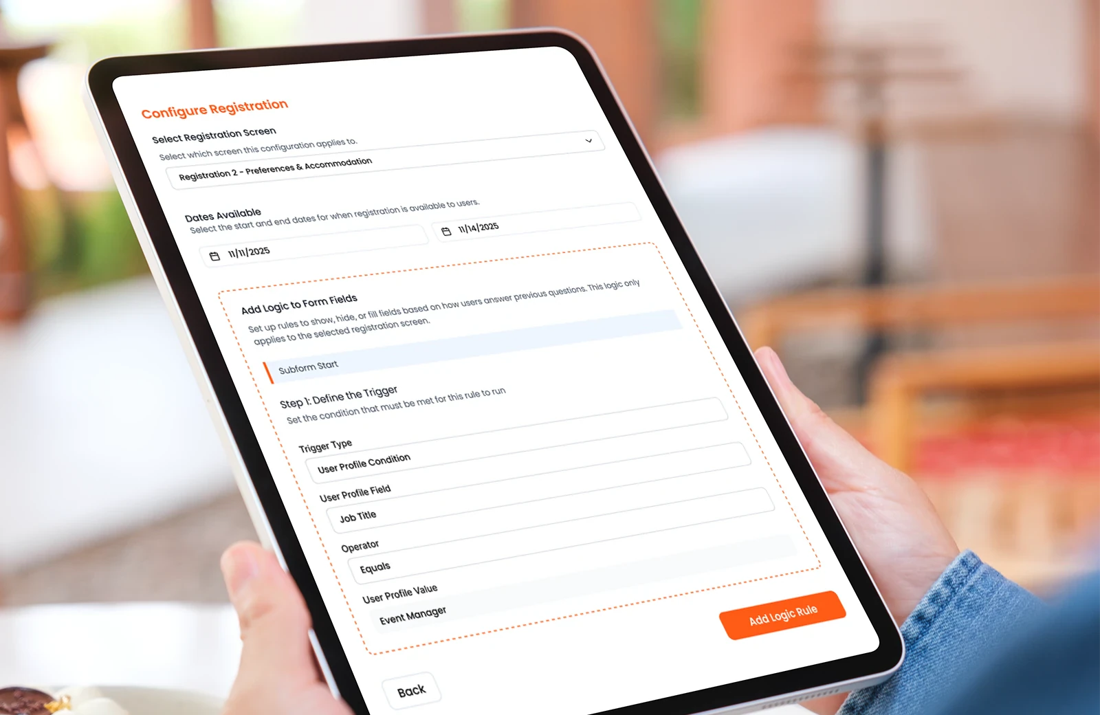 Approval workflow diagram for event registration