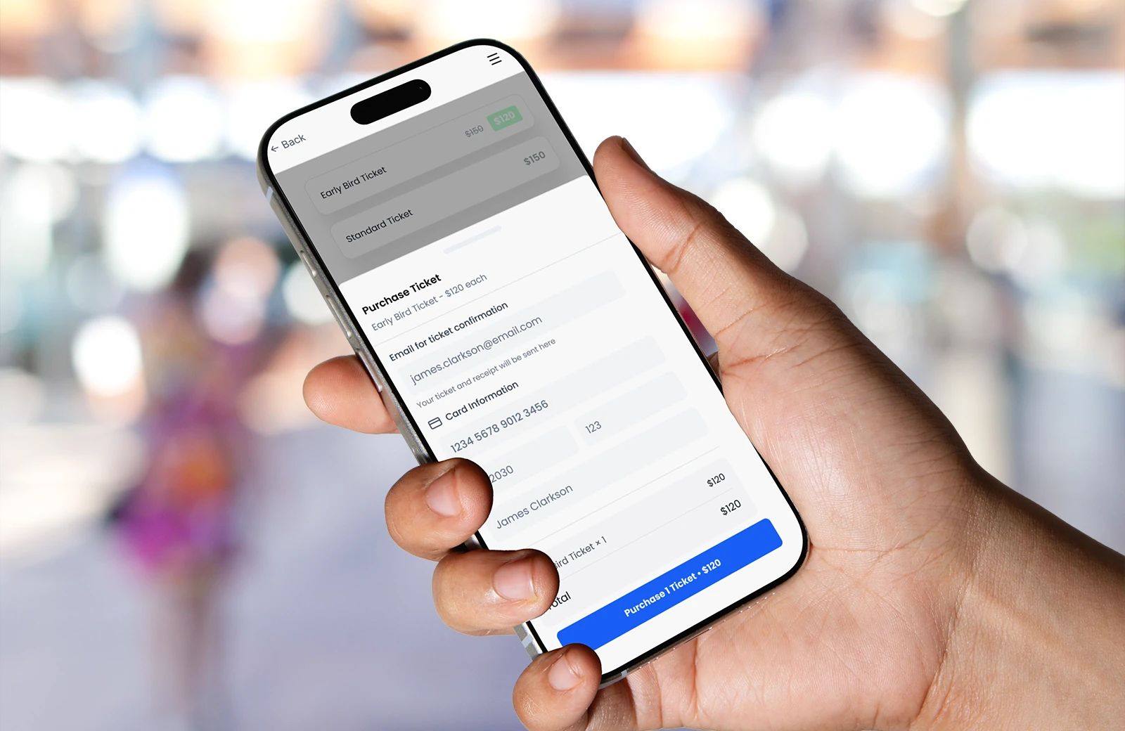 Payment processing interface for event registration