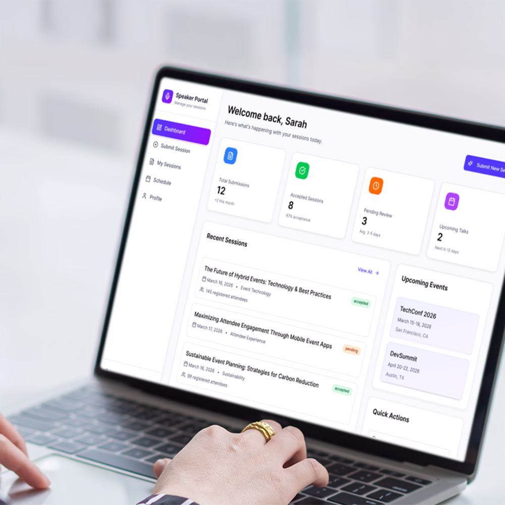 Speaker coordination interface with session details